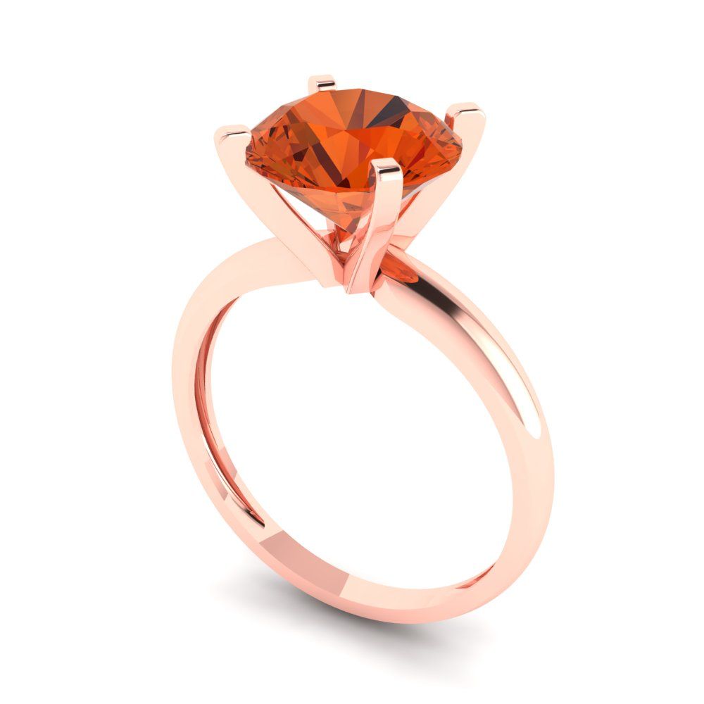 2.5 cttw Zirconia Simulated Red Diamond Solitaire  Engagement Ring - Solid Rose Gold (VVS1, Round Cut,8.5mm)