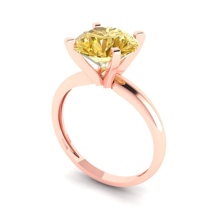 2.5 cttw Zirconia Simulated Yellow Diamond Solitaire  Engagement Ring - Solid Rose Gold (VVS1, Round Cut,8.5mm)