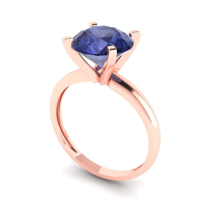 2.5 cttw Simulated Tanzanite Solitaire  Engagement Ring - Solid Rose Gold (VVS1, Round Cut,8.5mm)