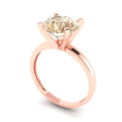 2.5 cttw Natural Morganite Solitaire  Engagement Ring - Solid Rose Gold (VVS1, Round Cut,8.5mm)