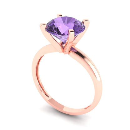 2.5 cttw Simulated Alexandrite Solitaire  Engagement Ring - Solid Rose Gold (VVS1, Round Cut,8.5mm)