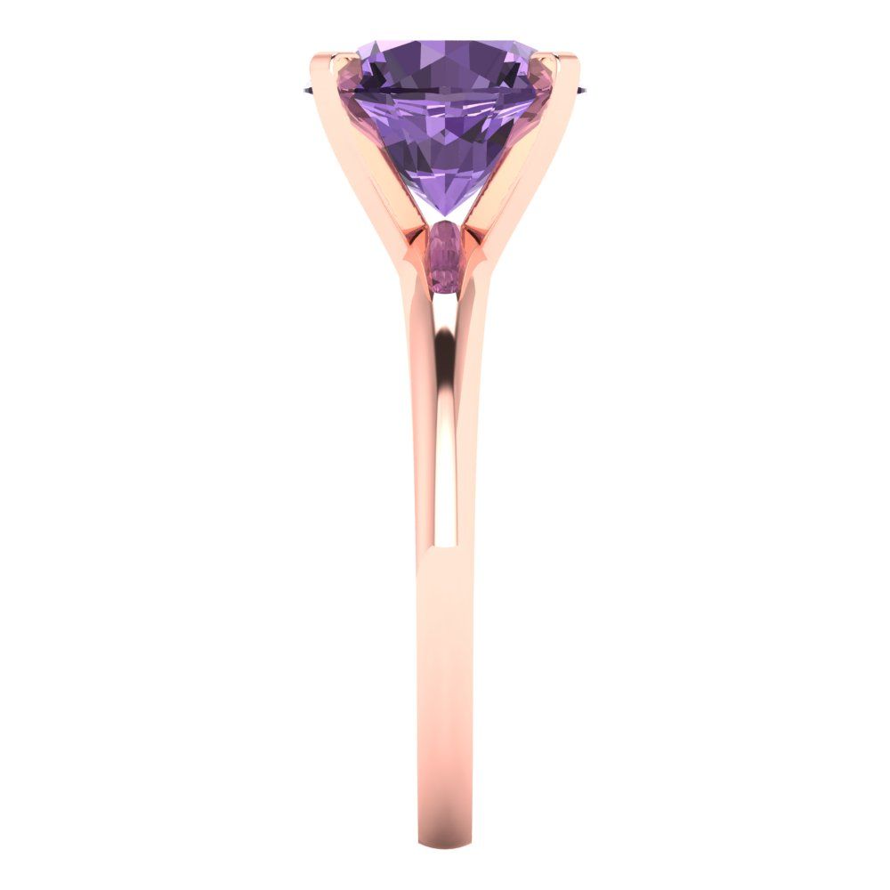 2.5 cttw Simulated Alexandrite Solitaire  Engagement Ring - Solid Rose Gold (VVS1, Round Cut,8.5mm)