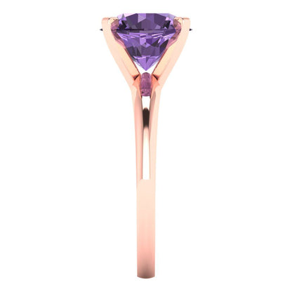 2.5 cttw Simulated Alexandrite Solitaire  Engagement Ring - Solid Rose Gold (VVS1, Round Cut,8.5mm)