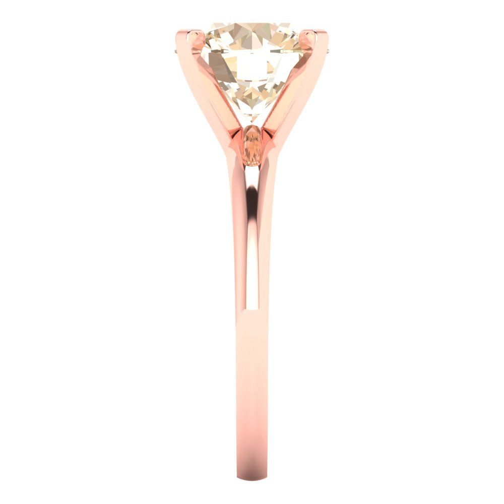 2.5 cttw Natural Morganite Solitaire  Engagement Ring - Solid Rose Gold (VVS1, Round Cut,8.5mm)