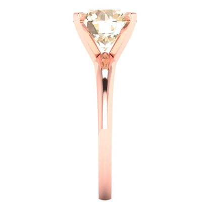 2.5 cttw Natural Morganite Solitaire  Engagement Ring - Solid Rose Gold (VVS1, Round Cut,8.5mm)