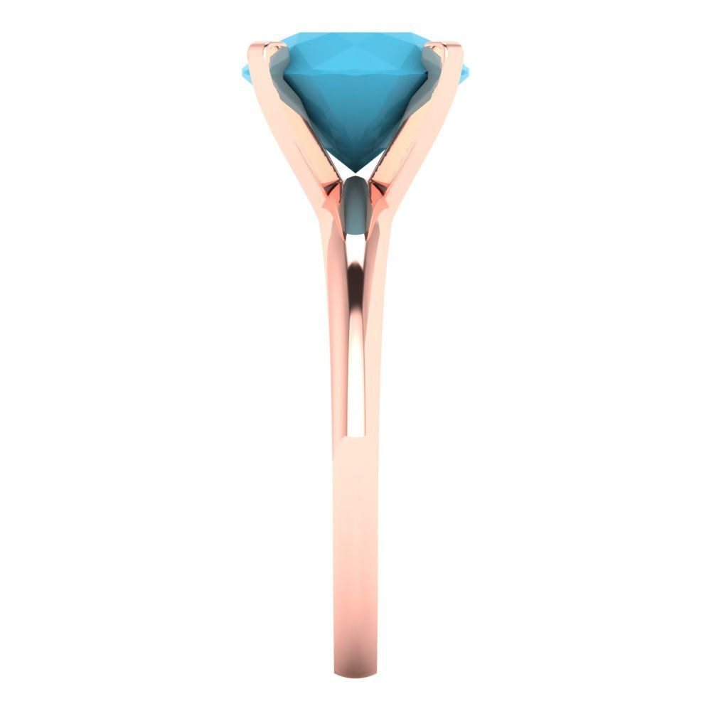 2.5 cttw Simulated Turquoise Solitaire  Engagement Ring - Solid Rose Gold (VVS1, Round Cut,8.5mm)