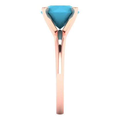 2.5 cttw Simulated Turquoise Solitaire  Engagement Ring - Solid Rose Gold (VVS1, Round Cut,8.5mm)