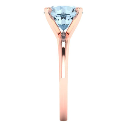 2.5 cttw Natural Sky Blue Topaz Solitaire  Engagement Ring - Solid Rose Gold (VVS1, Round Cut,8.5mm)