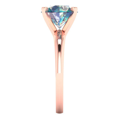 2.5 cttw Blue Moissanite Solitaire  Engagement Ring - Solid Rose Gold (VVS1, Round Cut,8.5mm)