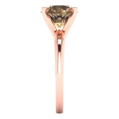 2.5 cttw Zirconia Simulated Champagne Diamond Solitaire  Engagement Ring - Solid Rose Gold (VVS1, Round Cut,8.5mm)