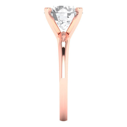 2.5 cttw White Sapphire Solitaire  Engagement Ring - Solid Rose Gold (VVS1, Round Cut,8.5mm)
