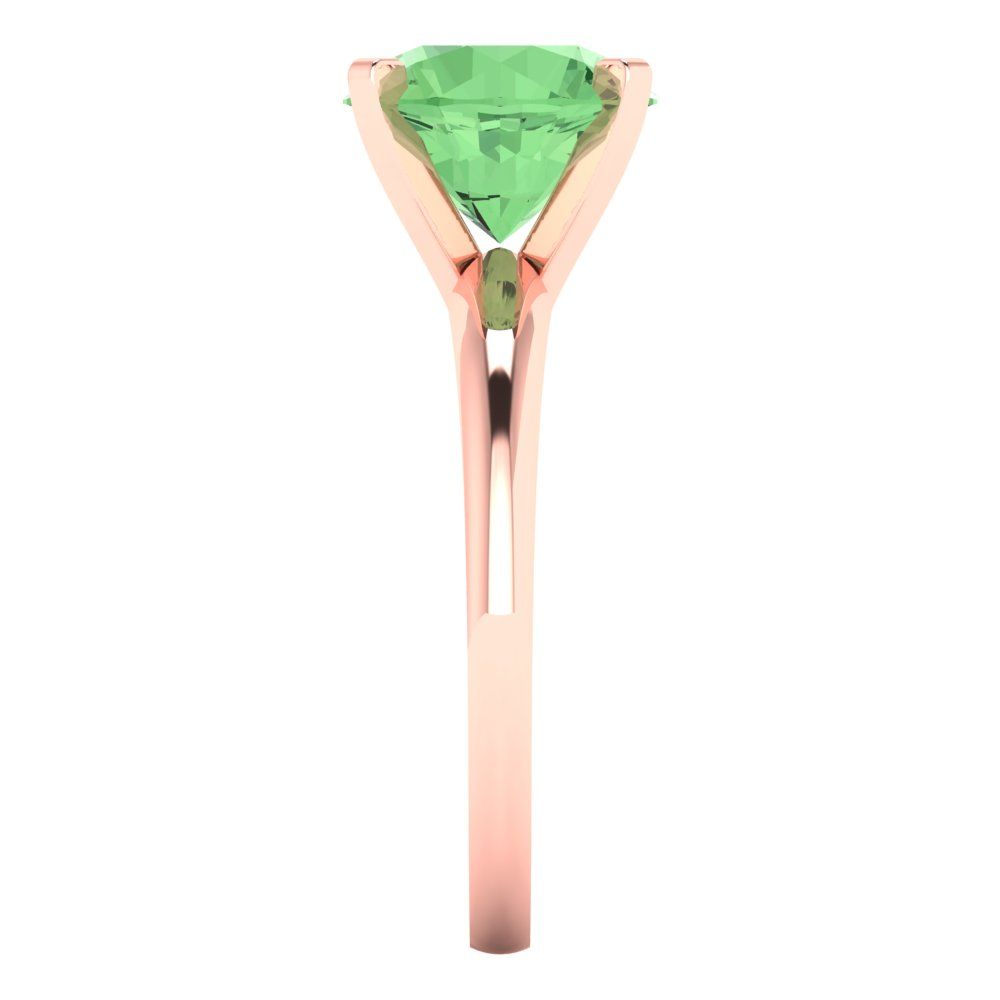 2.5 cttw Zirconia Simulated Green Diamond Solitaire  Engagement Ring - Solid Rose Gold (VVS1, Round Cut,8.5mm)