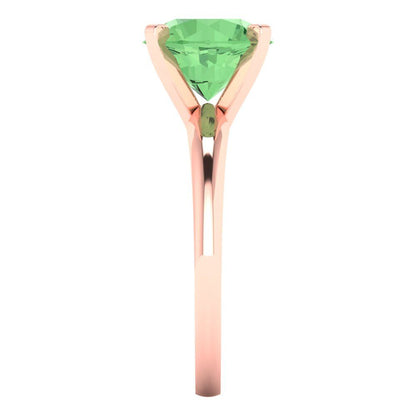 2.5 cttw Zirconia Simulated Green Diamond Solitaire  Engagement Ring - Solid Rose Gold (VVS1, Round Cut,8.5mm)