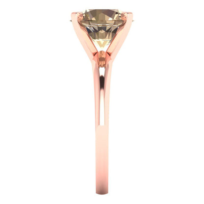 2.5 cttw Yellow Moissanite Solitaire  Engagement Ring - Solid Rose Gold (VVS1, Round Cut,8.5mm)