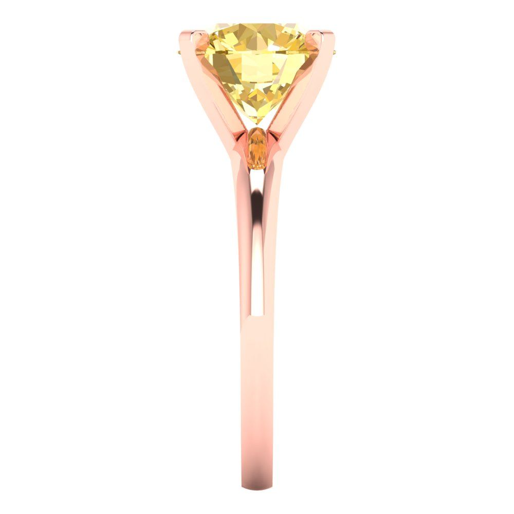 2.5 cttw Zirconia Simulated Yellow Diamond Solitaire  Engagement Ring - Solid Rose Gold (VVS1, Round Cut,8.5mm)