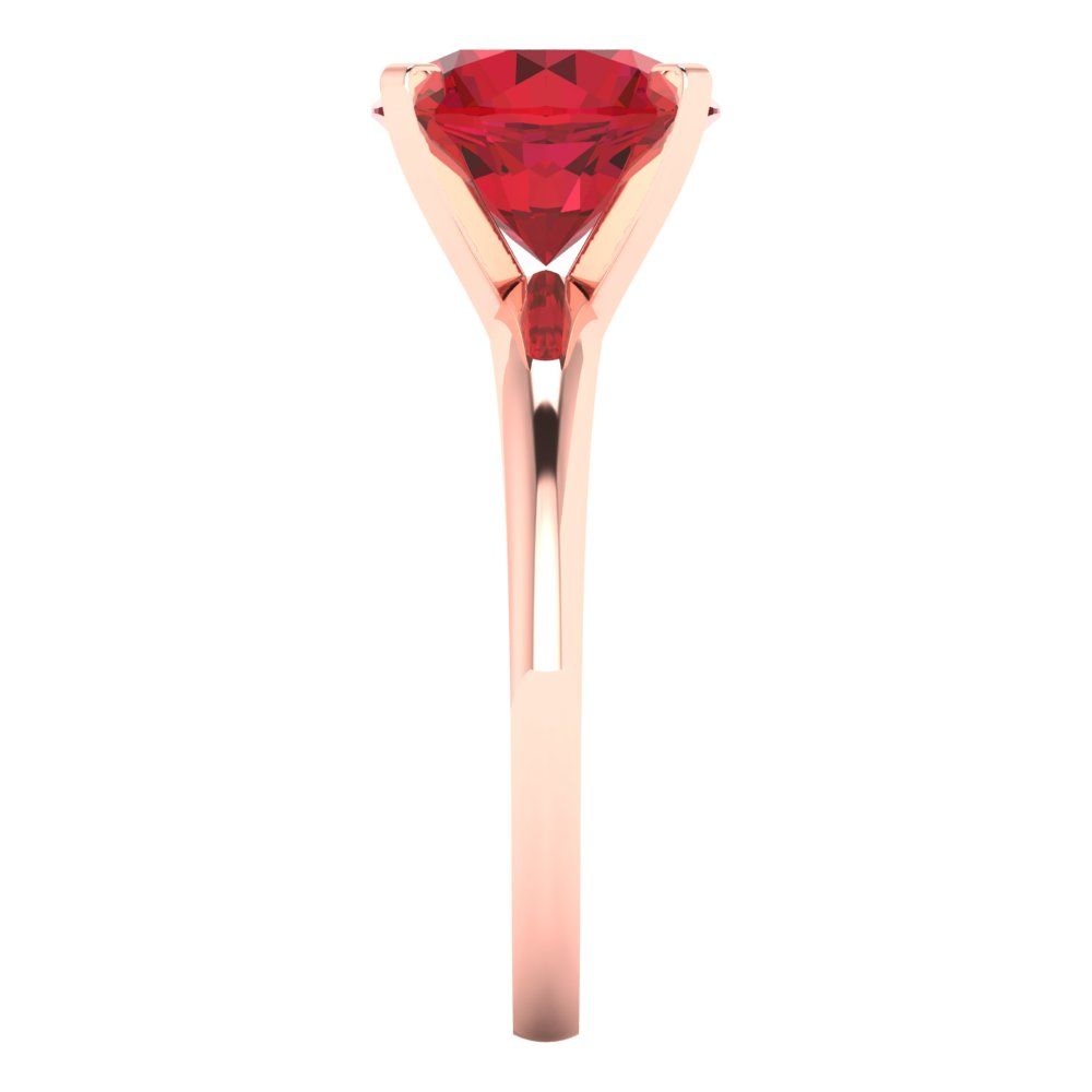 2.5 cttw Simulated Pink Tourmaline Solitaire  Engagement Ring - Solid Rose Gold (VVS1, Round Cut,8.5mm)