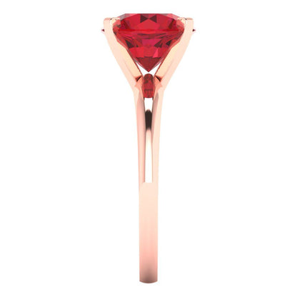 2.5 cttw Simulated Pink Tourmaline Solitaire  Engagement Ring - Solid Rose Gold (VVS1, Round Cut,8.5mm)