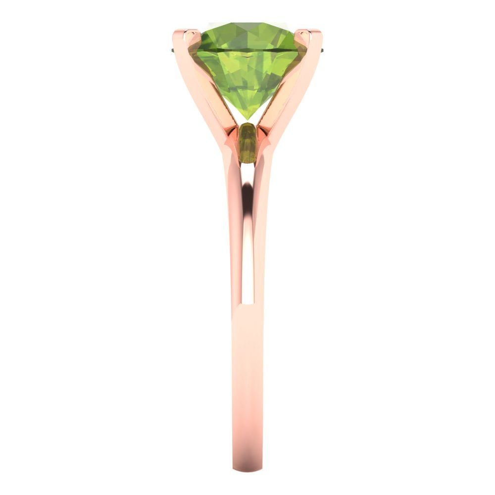 2.5 cttw Natural Peridot Solitaire  Engagement Ring - Solid Rose Gold (VVS1, Round Cut,8.5mm)