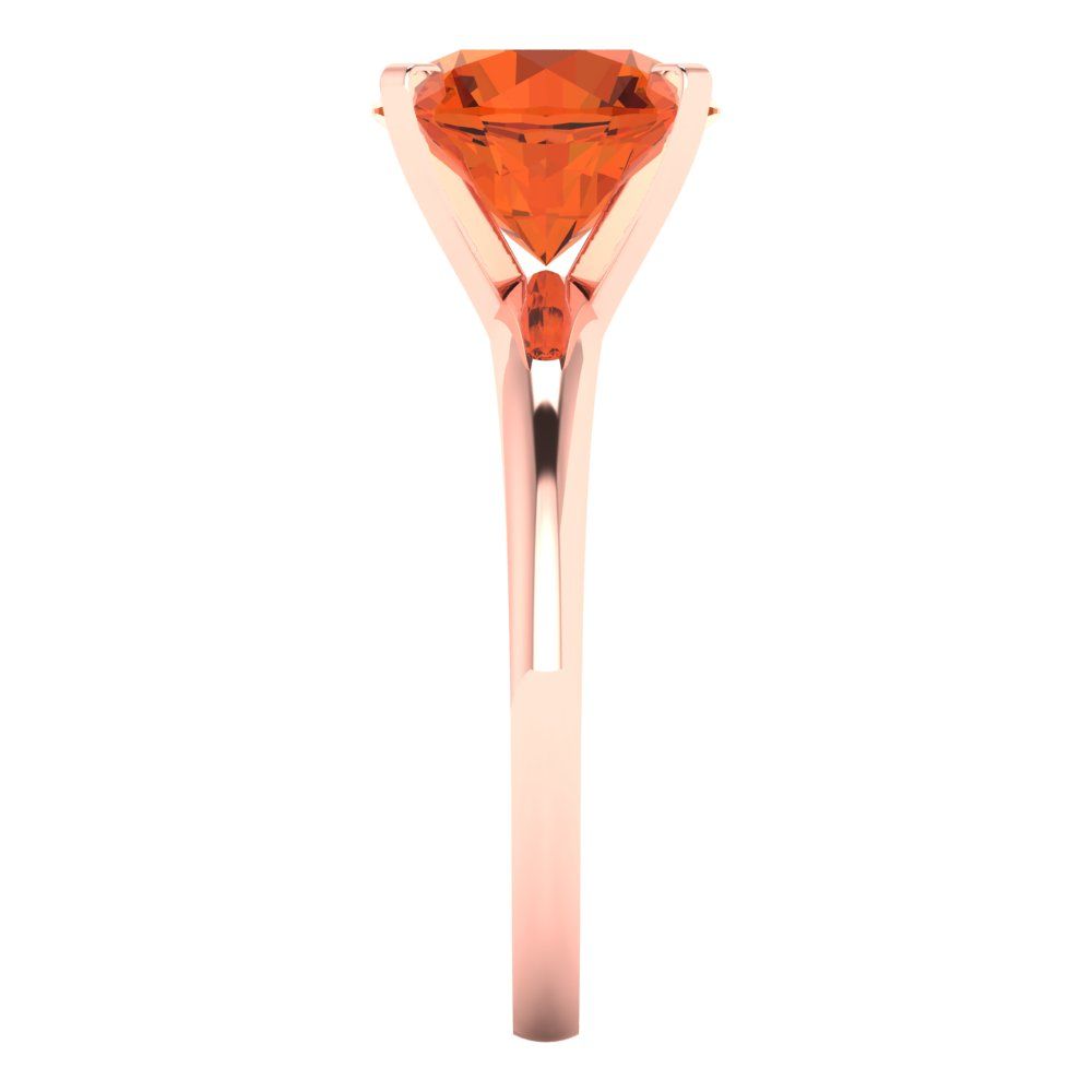 2.5 cttw Zirconia Simulated Red Diamond Solitaire  Engagement Ring - Solid Rose Gold (VVS1, Round Cut,8.5mm)