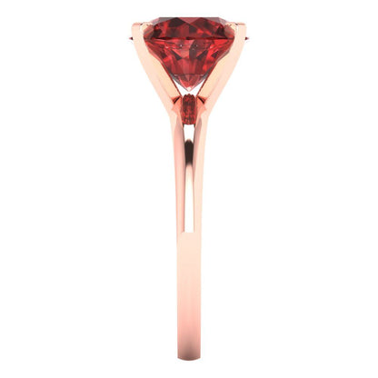 2.5 cttw Natural Garnet Solitaire  Engagement Ring - Solid Rose Gold (VVS1, Round Cut,8.5mm)