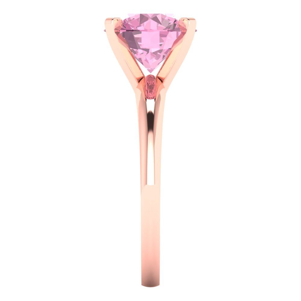2.5 cttw Zirconia Simulated Pink Diamond Solitaire  Engagement Ring - Solid Rose Gold (VVS1, Round Cut,8.5mm)