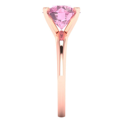 2.5 cttw Zirconia Simulated Pink Diamond Solitaire  Engagement Ring - Solid Rose Gold (VVS1, Round Cut,8.5mm)