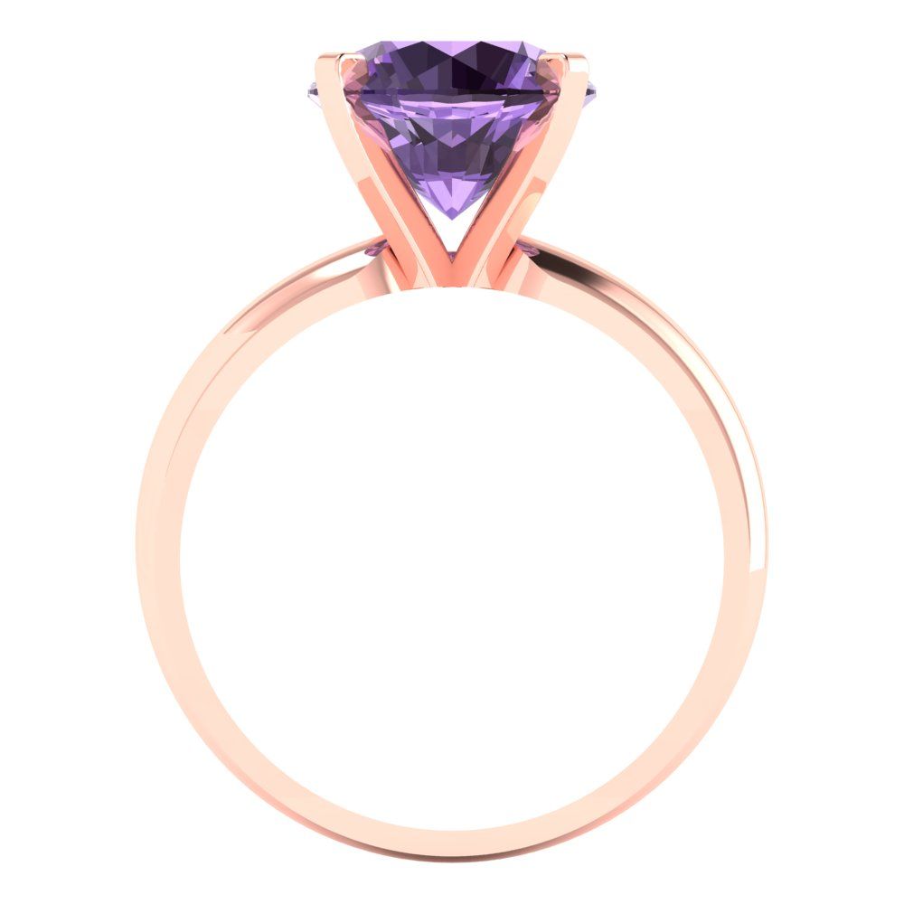 2.5 cttw Simulated Alexandrite Solitaire  Engagement Ring - Solid Rose Gold (VVS1, Round Cut,8.5mm)