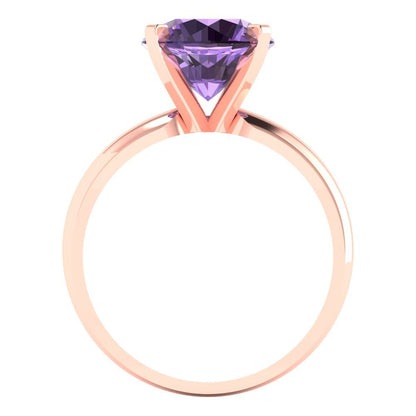 2.5 cttw Simulated Alexandrite Solitaire  Engagement Ring - Solid Rose Gold (VVS1, Round Cut,8.5mm)