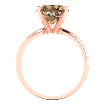 2.5 cttw Zirconia Simulated Champagne Diamond Solitaire  Engagement Ring - Solid Rose Gold (VVS1, Round Cut,8.5mm)