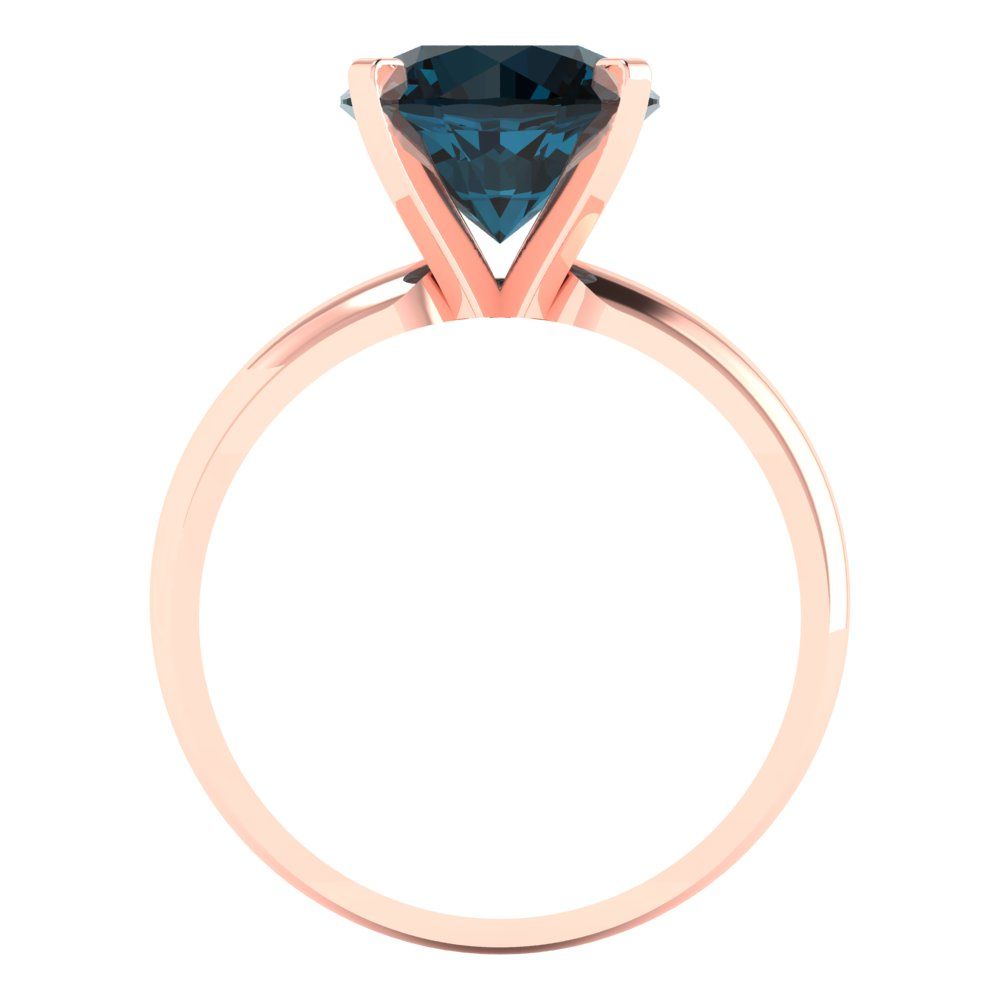 2.5 cttw Natural London Blue Topaz Solitaire  Engagement Ring - Solid Rose Gold (VVS1, Round Cut,8.5mm)