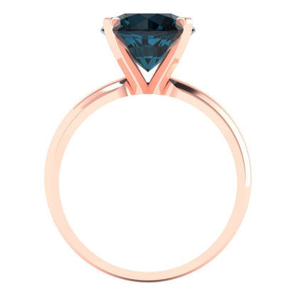 2.5 cttw Natural London Blue Topaz Solitaire  Engagement Ring - Solid Rose Gold (VVS1, Round Cut,8.5mm)