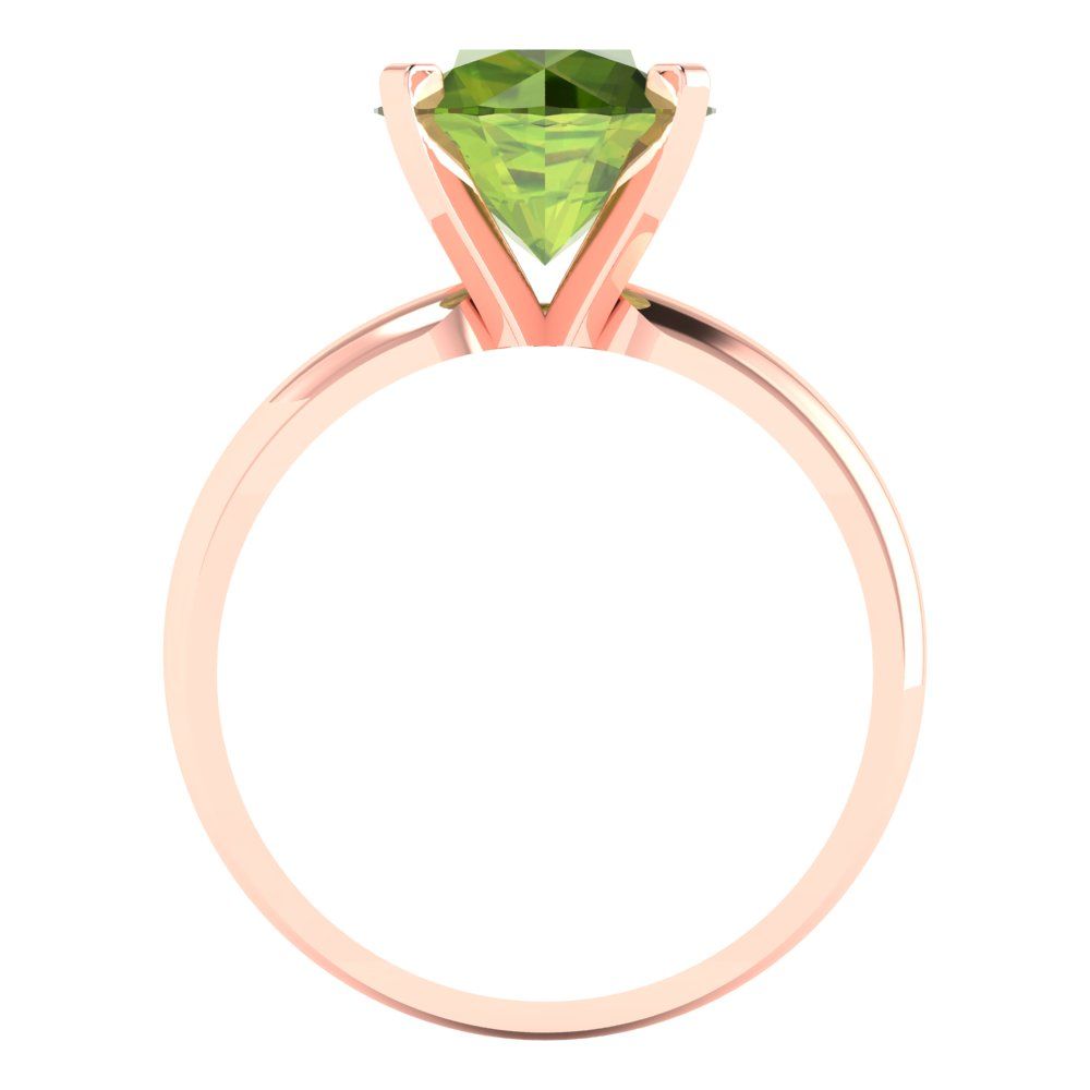 2.5 cttw Natural Peridot Solitaire  Engagement Ring - Solid Rose Gold (VVS1, Round Cut,8.5mm)