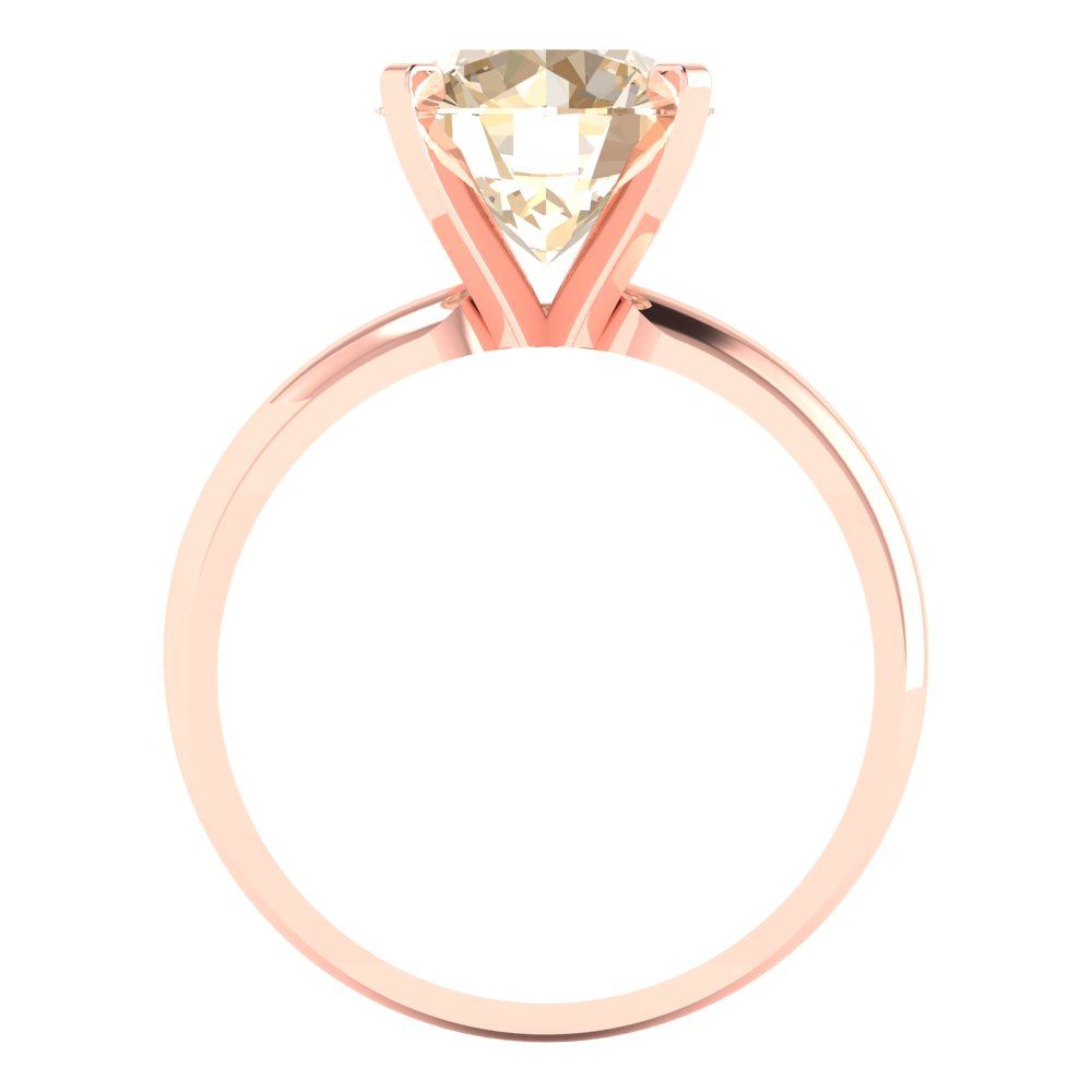 2.5 cttw Natural Morganite Solitaire  Engagement Ring - Solid Rose Gold (VVS1, Round Cut,8.5mm)