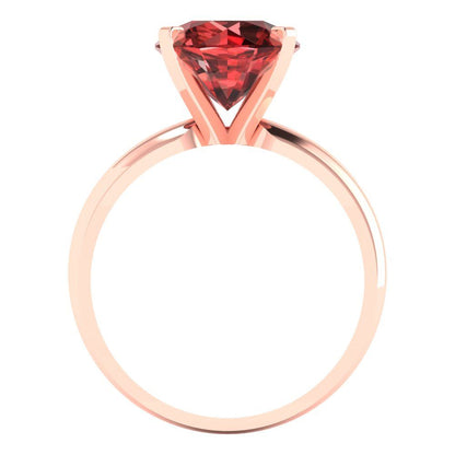 2.5 cttw Natural Garnet Solitaire  Engagement Ring - Solid Rose Gold (VVS1, Round Cut,8.5mm)