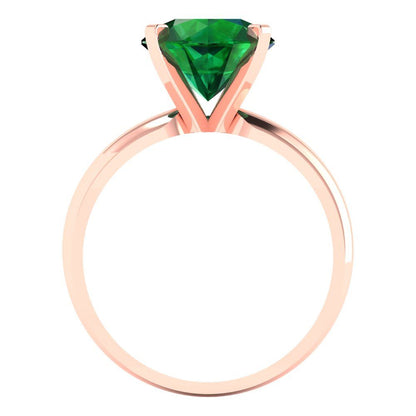 2.5 cttw Simulated Emerald Solitaire  Engagement Ring - Solid Rose Gold (VVS1, Round Cut,8.5mm)