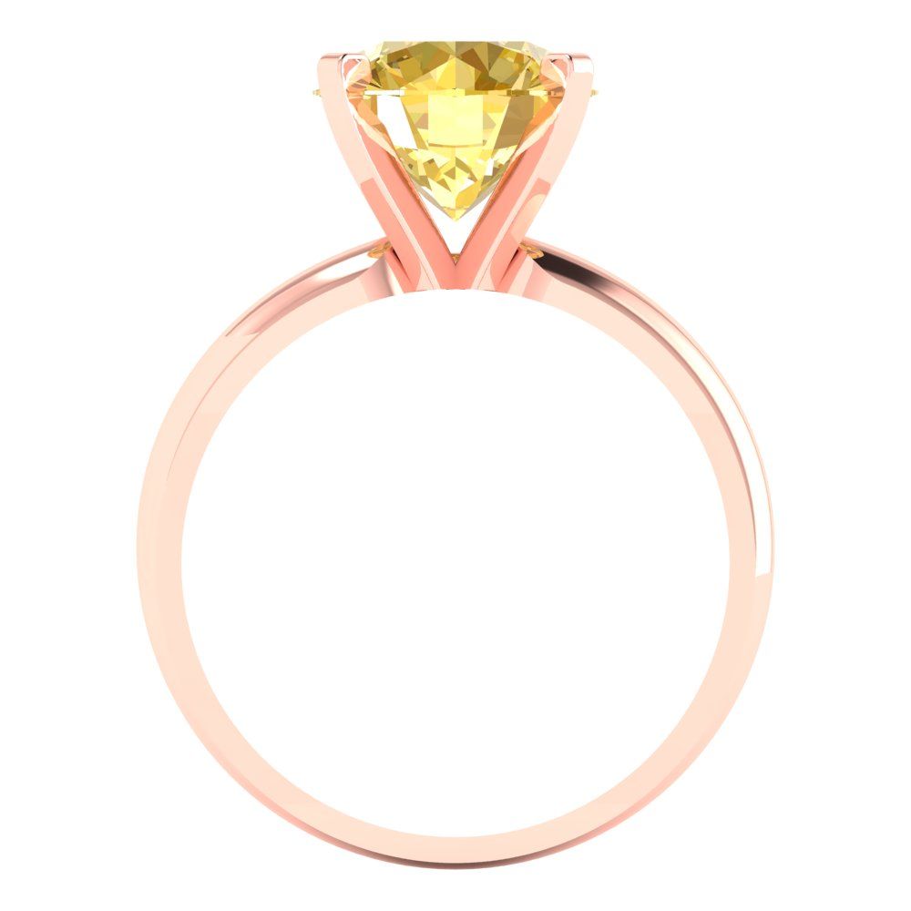 2.5 cttw Natural Citrine Solitaire  Engagement Ring - Solid Rose Gold (VVS1, Round Cut,8.5mm)
