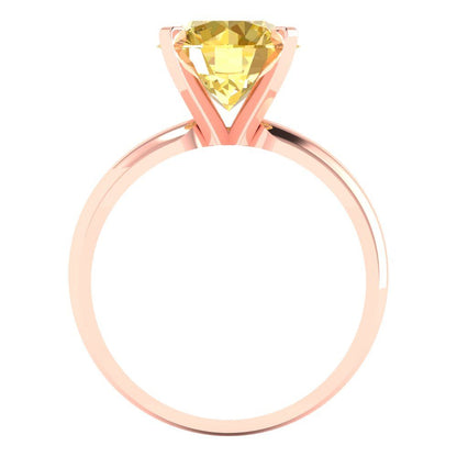 2.5 cttw Natural Citrine Solitaire  Engagement Ring - Solid Rose Gold (VVS1, Round Cut,8.5mm)