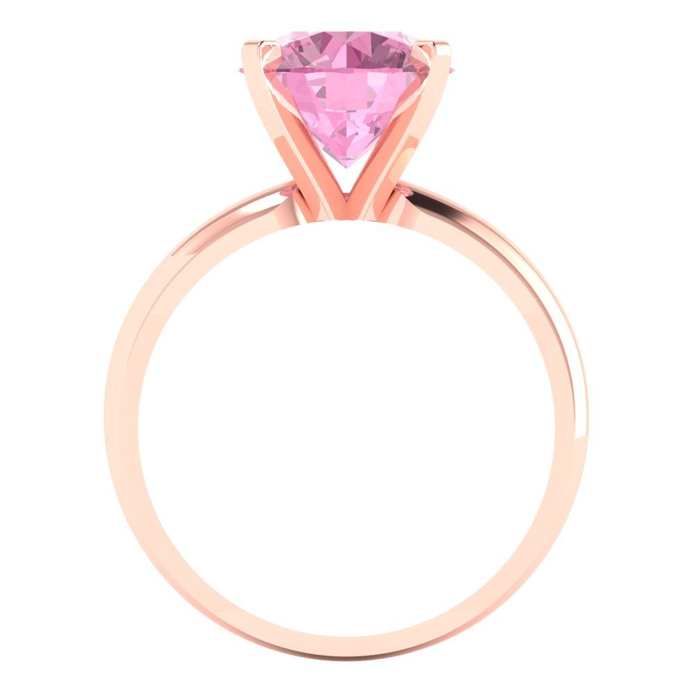 2.5 cttw Zirconia Simulated Pink Diamond Solitaire  Engagement Ring - Solid Rose Gold (VVS1, Round Cut,8.5mm)