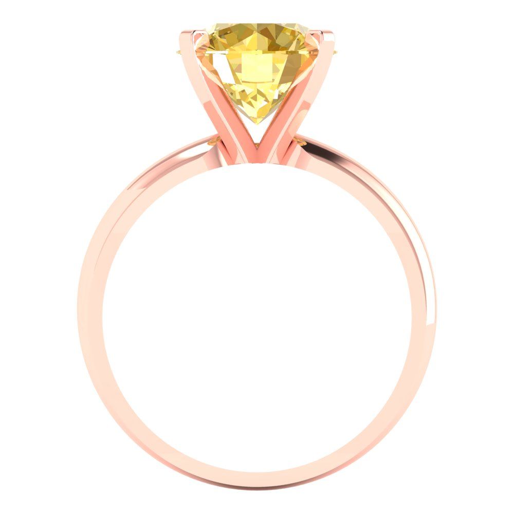 2.5 cttw Zirconia Simulated Yellow Diamond Solitaire  Engagement Ring - Solid Rose Gold (VVS1, Round Cut,8.5mm)