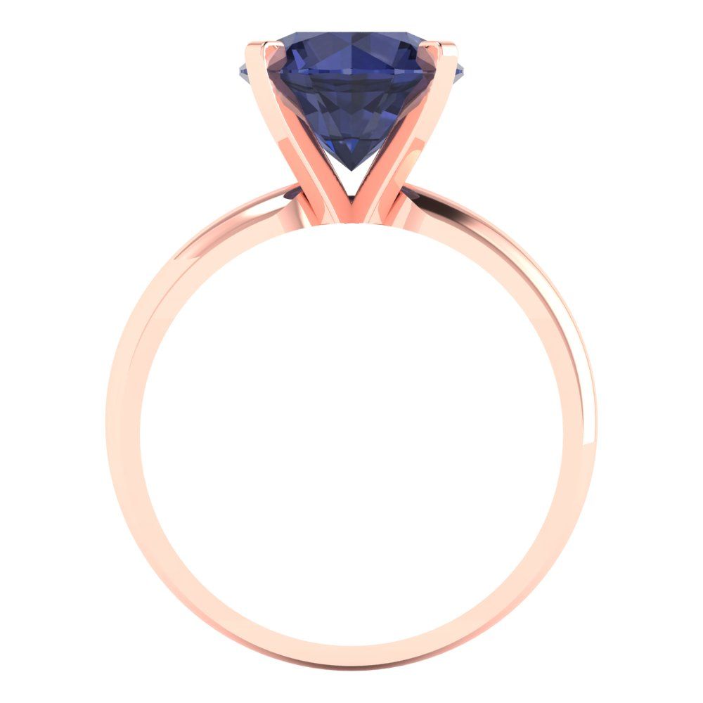 2.5 cttw Simulated Blue Sapphire Solitaire  Engagement Ring - Solid Rose Gold (VVS1, Round Cut,8.5mm)