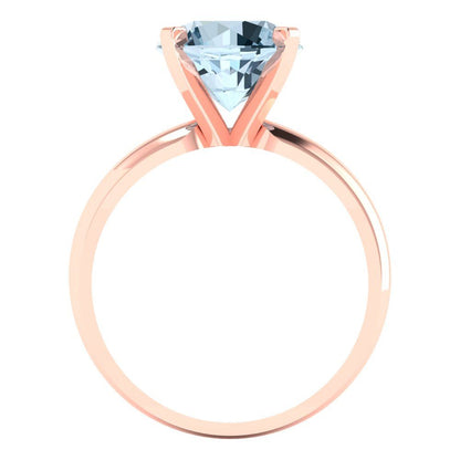 2.5 cttw Zirconia Simulated Blue Diamond Solitaire  Engagement Ring - Solid Rose Gold (VVS1, Round Cut,8.5mm)