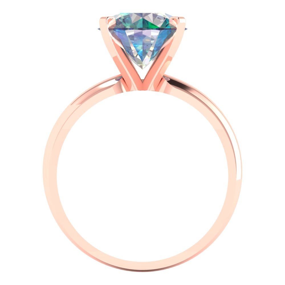 2.5 cttw Blue Moissanite Solitaire  Engagement Ring - Solid Rose Gold (VVS1, Round Cut,8.5mm)