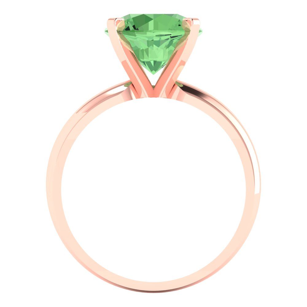 2.5 cttw Zirconia Simulated Green Diamond Solitaire  Engagement Ring - Solid Rose Gold (VVS1, Round Cut,8.5mm)