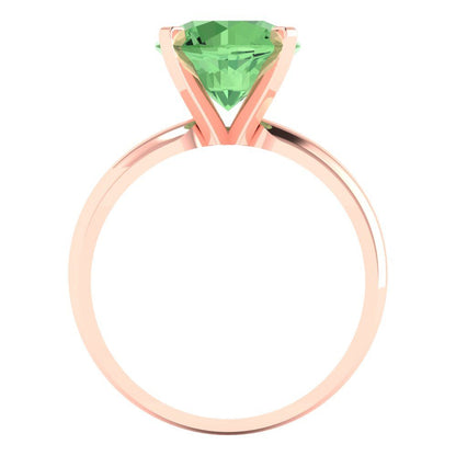 2.5 cttw Zirconia Simulated Green Diamond Solitaire  Engagement Ring - Solid Rose Gold (VVS1, Round Cut,8.5mm)