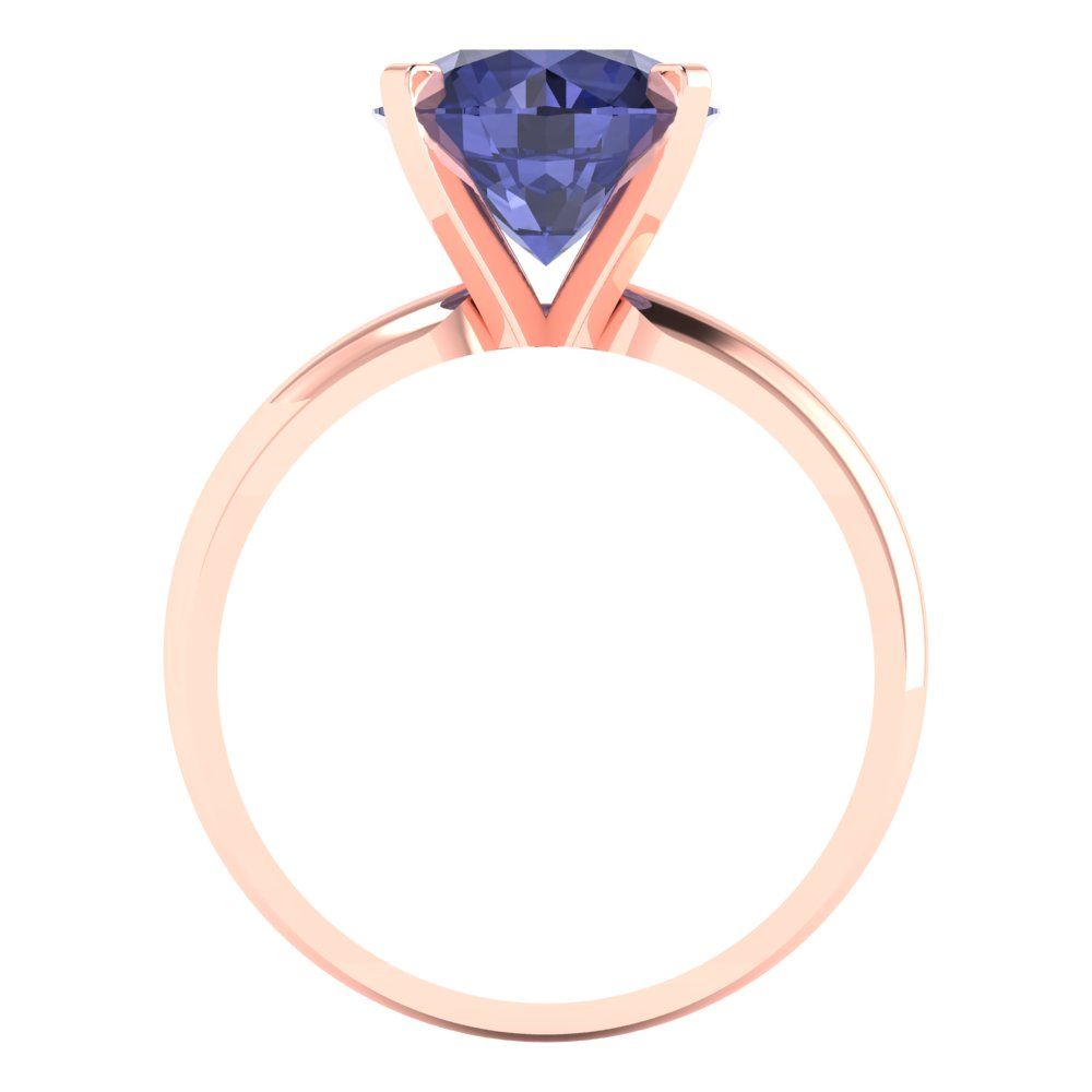 2.5 cttw Simulated Tanzanite Solitaire  Engagement Ring - Solid Rose Gold (VVS1, Round Cut,8.5mm)