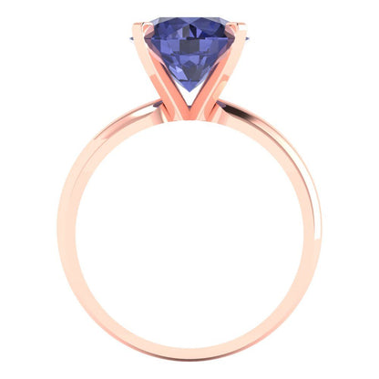 2.5 cttw Simulated Tanzanite Solitaire  Engagement Ring - Solid Rose Gold (VVS1, Round Cut,8.5mm)