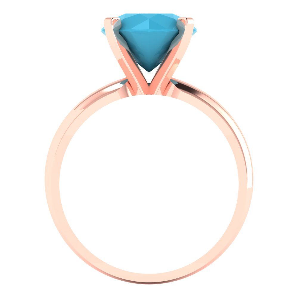 2.5 cttw Simulated Turquoise Solitaire  Engagement Ring - Solid Rose Gold (VVS1, Round Cut,8.5mm)