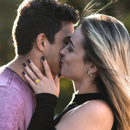 2.5 cttw Zirconia Simulated Yellow Diamond Solitaire  Engagement Ring - Solid Rose Gold (VVS1, Round Cut,8.5mm)