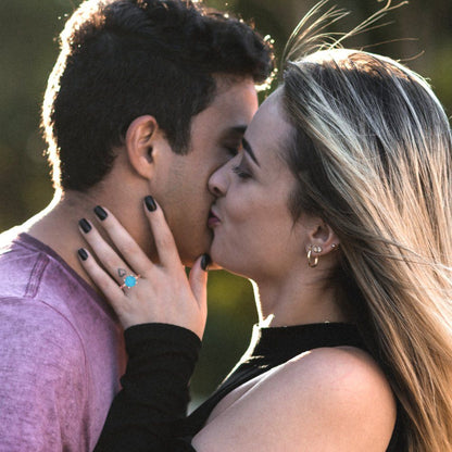 2.5 cttw Simulated Turquoise Solitaire  Engagement Ring - Solid Rose Gold (VVS1, Round Cut,8.5mm)