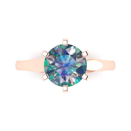 2.5 cttw Blue Moissanite Solitaire  Engagement Ring - Solid Rose Gold (VVS1, Round Cut,8.5mm)